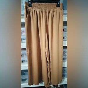 Joy Joy Tan Elastic Waist Pants